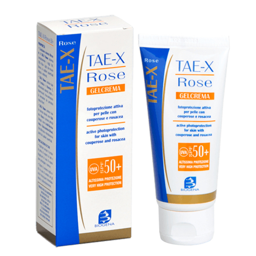 Солнцезащитный крем SPF 80 для гиперчувствительной кожи лица (купероз, розацеа) SPF 50+ TAE X ROSE BIOGENA 60 мл